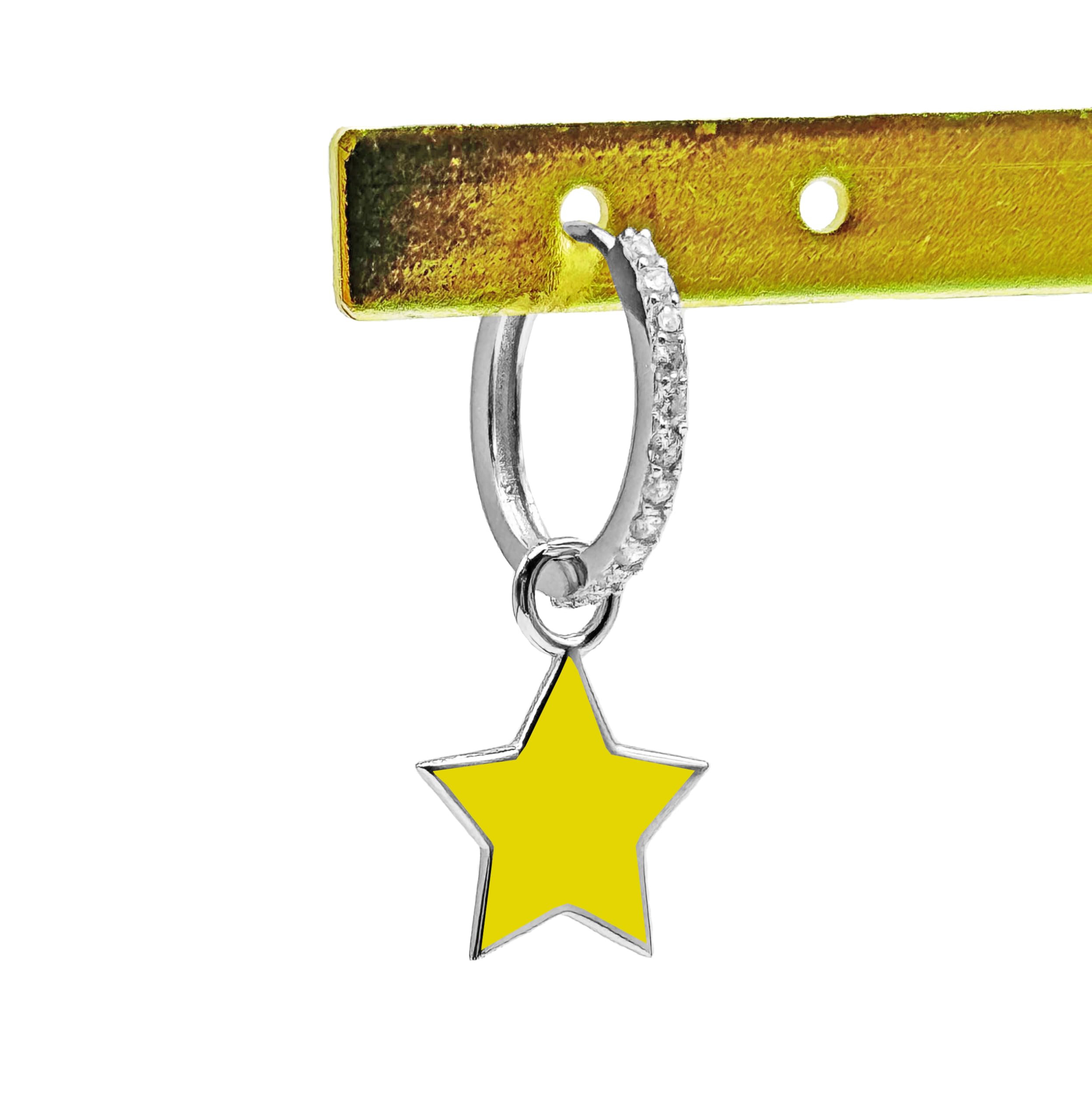 Ciondolo pendente Stella Grande Gialla in argento 925 - Collezione Hoops
