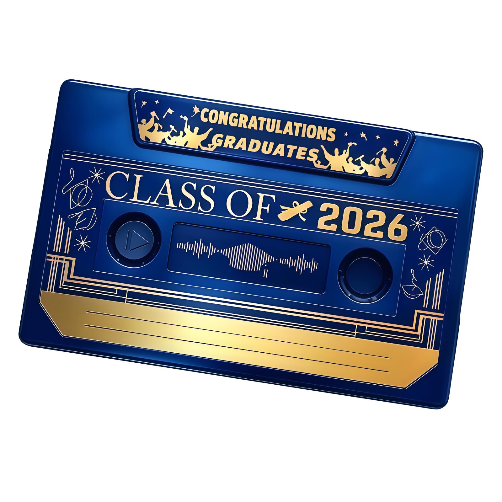 Msioytog Retro Tape Themed Graduation Card with Sound Messages for Class of 2026 Graduate Seniors Commencement Gift Traditional Tape Gift