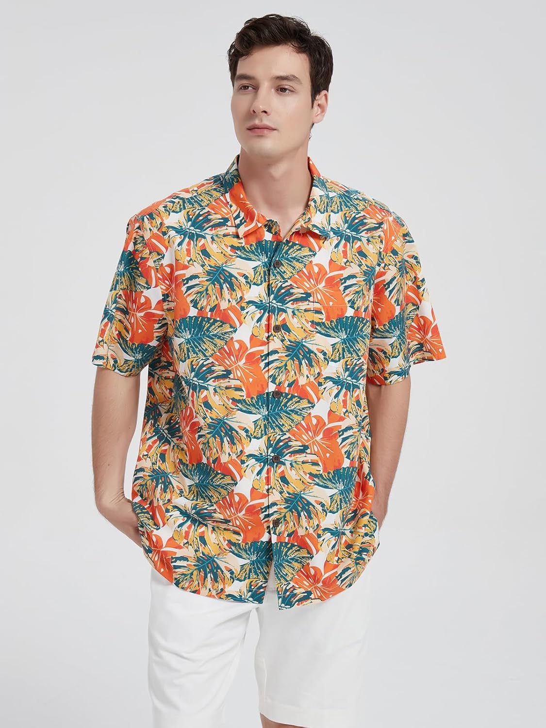 Men's Hawaiian Shirts Short Sleeve Casual Button Down Shirt for Men Tropical Holiday Cotton Linen Shirts - Image 5