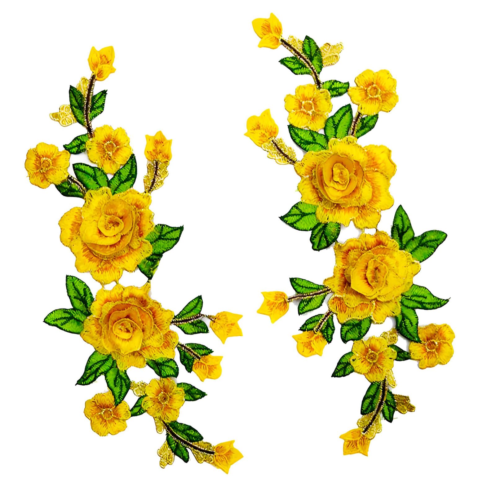 Qusinfc Embroidered Applique Water Soluble Sewing on Fabric Sticker for Shirt Dress Cheongsam Clothing Costume Decoration Ethnic Flower Fix