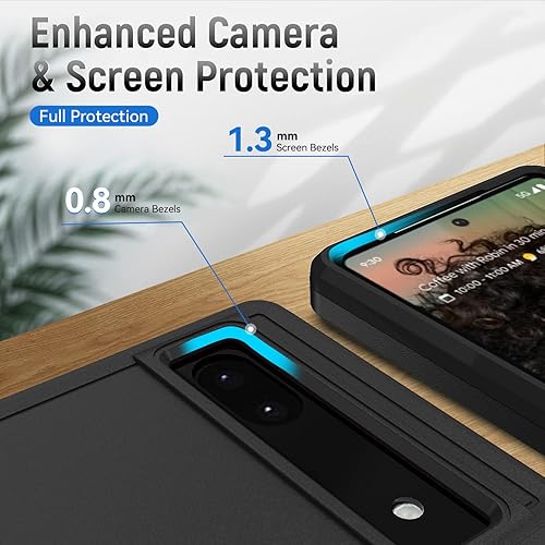 Miniatura 5 de Funda para Google Pixel 6A 5G con protector de pantalla, grado militar, de doble capa, resistente, a prueba de golpes, cubierta protectora de cuerpo