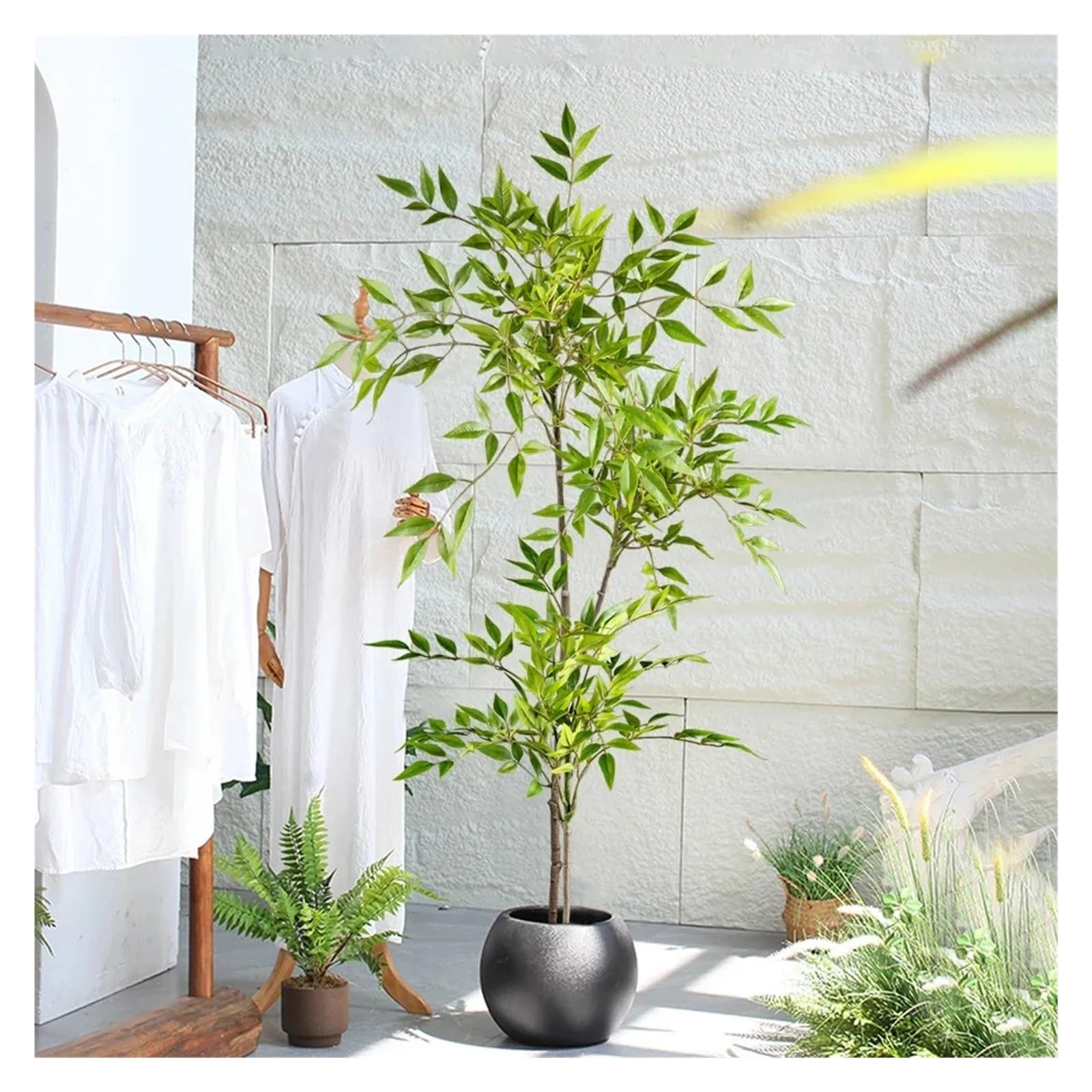 Künstliche Tannenzweige 75–140 cm künstliche Pflanzen, Nandina-Baum, grün, hohe, Blätter, Zweige for die Dekoration von Haus, Garten und Büro(75cm 1 Branch)