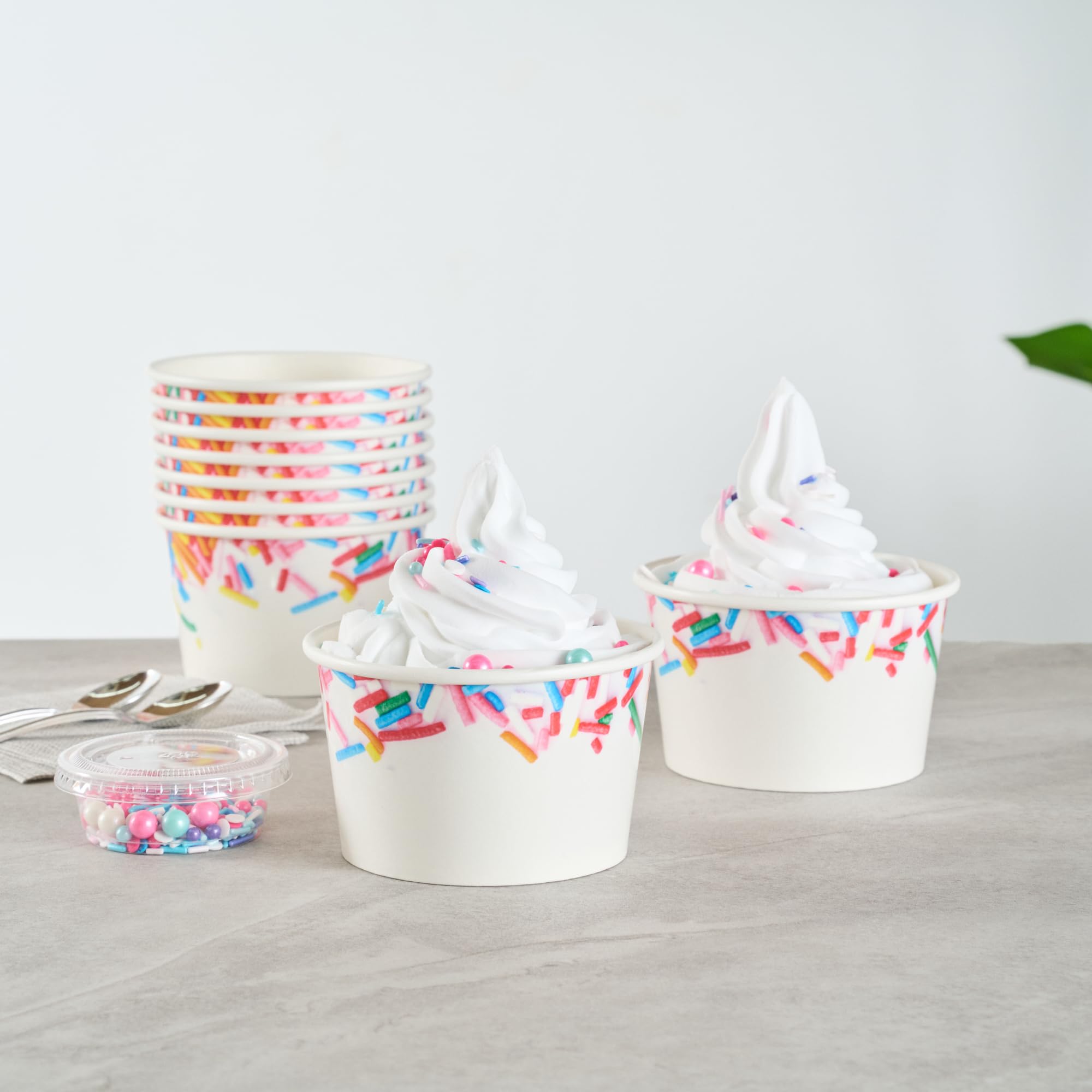 Restaurantware Eisbecher 200 Stück 226.8 g auslaufsichere Einweg-Dessertschale Frozen Joghurtbecher runder Papierbehälter für kalte und heiße Desserts