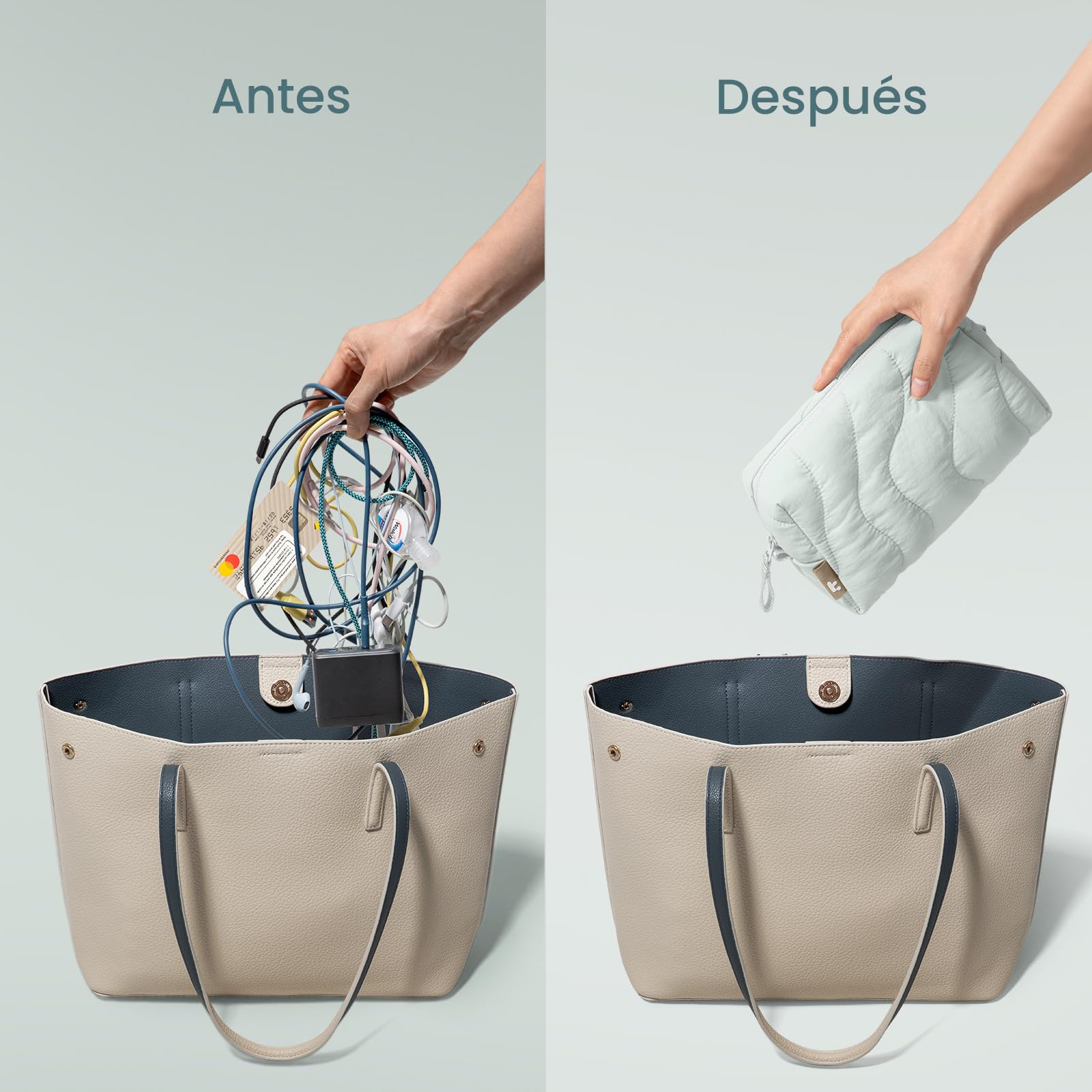 tomtoc Bolsa Organizadora Electrónica Acolchada para Cables, Accesorios Resistente al Agua, Portátil para Fuente de Alimentación de Power Bank, Memoria USB