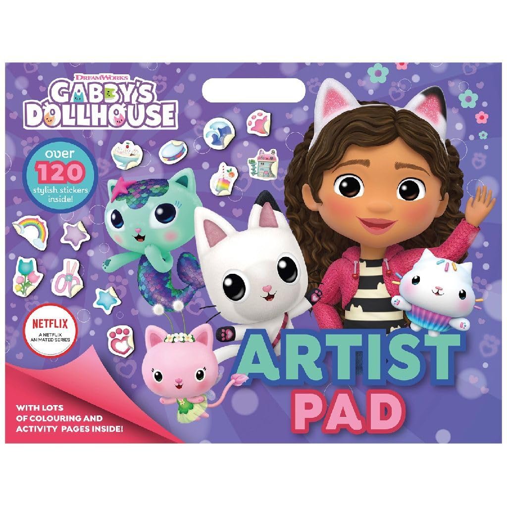 Alligator Multicolor Dreamworks Gabbys Doll House Artist Pad|24 Colour Pages|With 120 Reusable Stickers Inside|With Lots Of Colouring And Activity Pages Inside|Perfect For Travel, Birthday Gifts For Kids|Ages 3+
