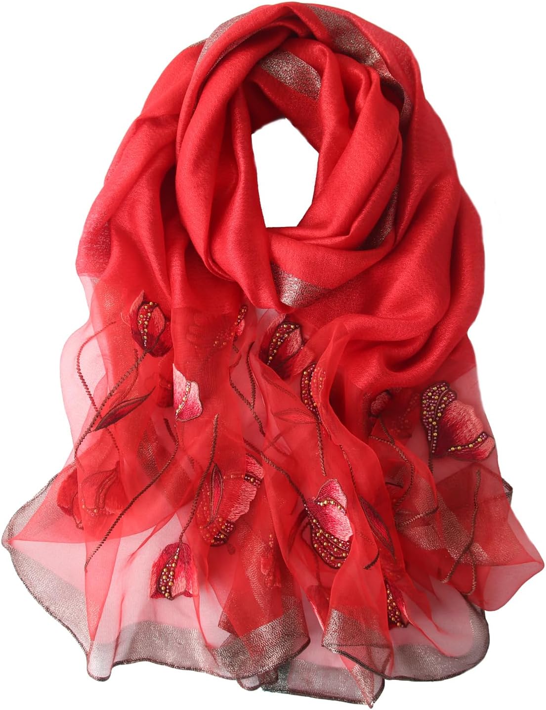 – Women's Silk Embroidered Scarf Lightweight Shawls and Wraps for Weddings Fashion Elegant Pashmina Shawl Embroidered Scarves