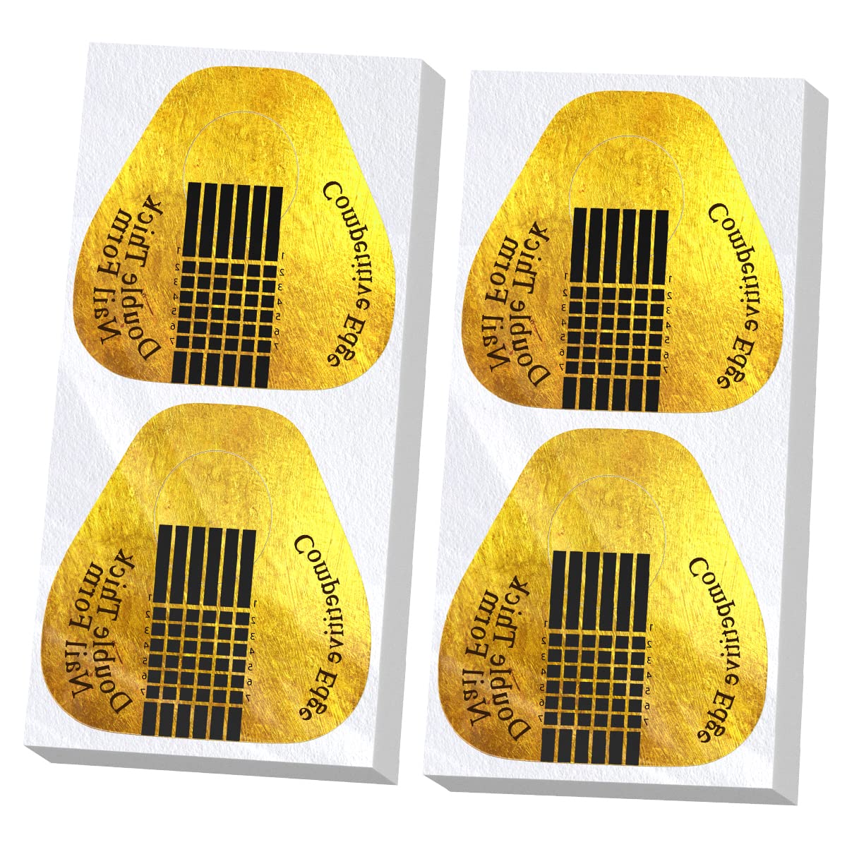 Beloving Nail Forms, 200pcs Long Nail Forms for Acrylic Nails, Gel Nail Forms for Builder Gel Gold Horseshoe Nail Extension Forms for Professional and Home Use