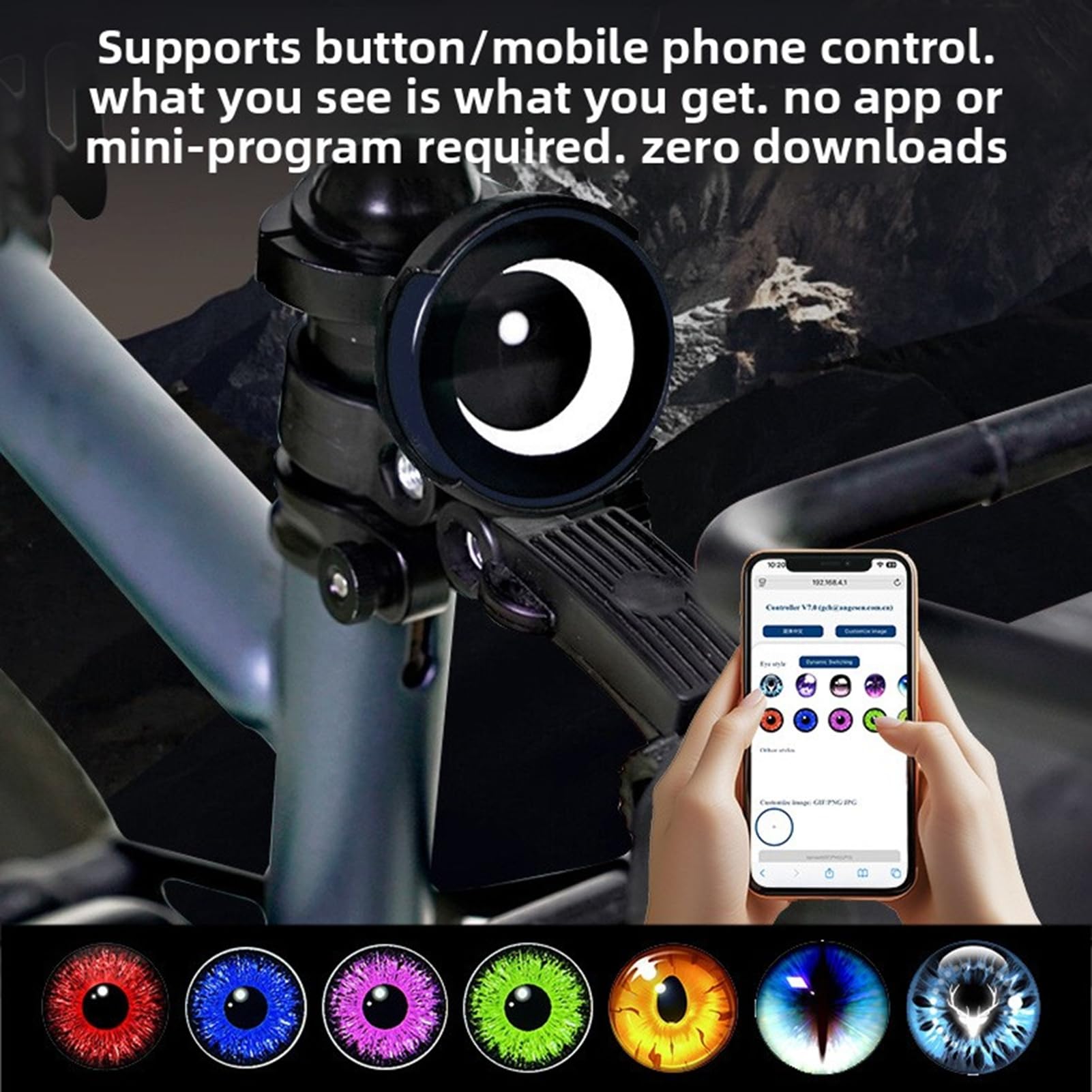 Bewinner Luz Trasera Inteligente para Bicicleta, Luz Trasera para Bicicleta con Sensor de Freno de Disfraz con Pantalla HD de 1,9 Pulgadas, LED con Electrónica Divertida con