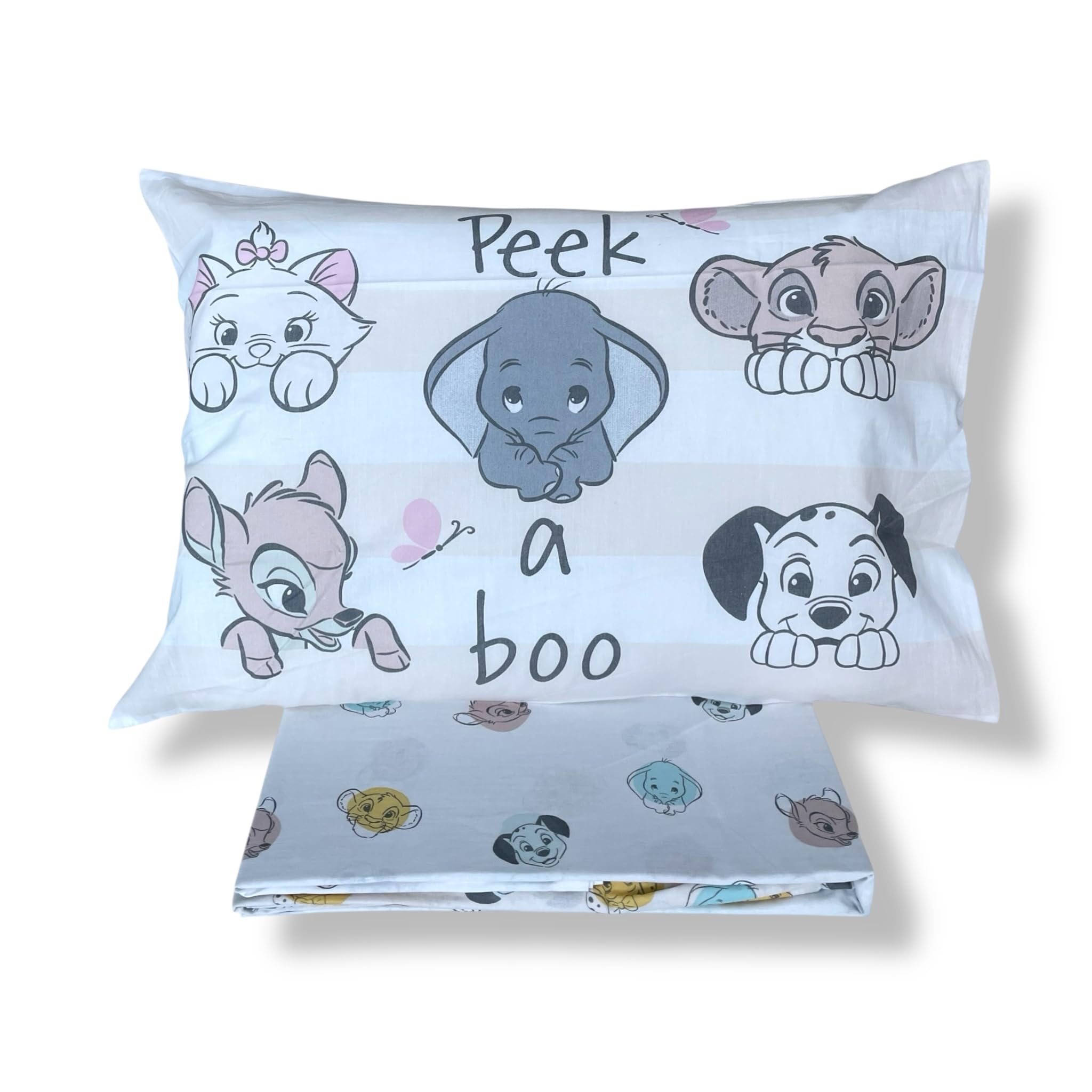 Caleffi Completo Lenzuola Culla Lettino con Sbarre Art. Pets Baby in 100% Cotone – Set 3 Pezzi con Federa Double Face