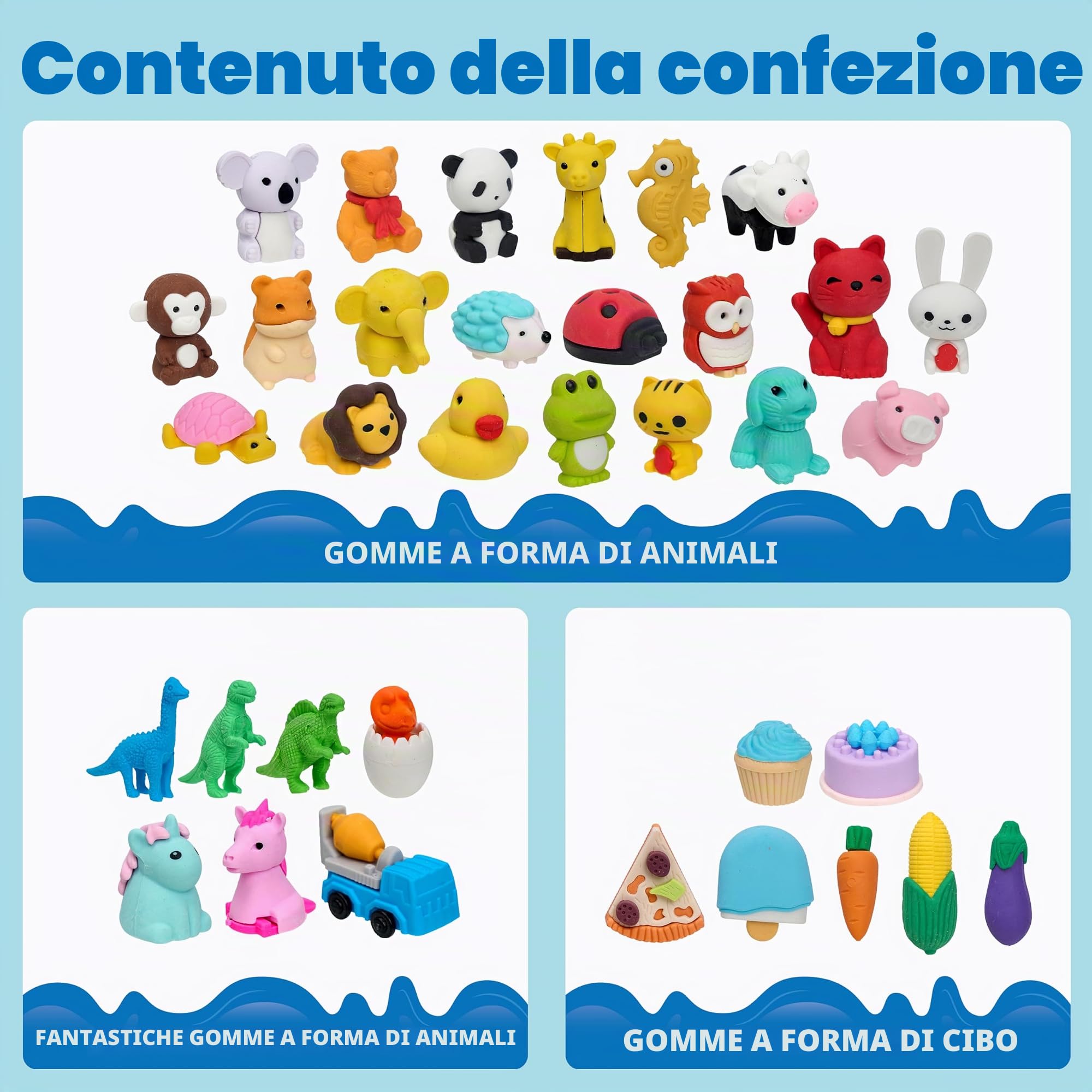 JOYIN 36 Gomme da Cancellare Animali 3D, Mini Gomme da Matita Divertenti e Carine per Bambini, Premi per la Classe, Bomboniere, Animali da Scrivania, Scatola del Tesoro, Regali di Compleanno