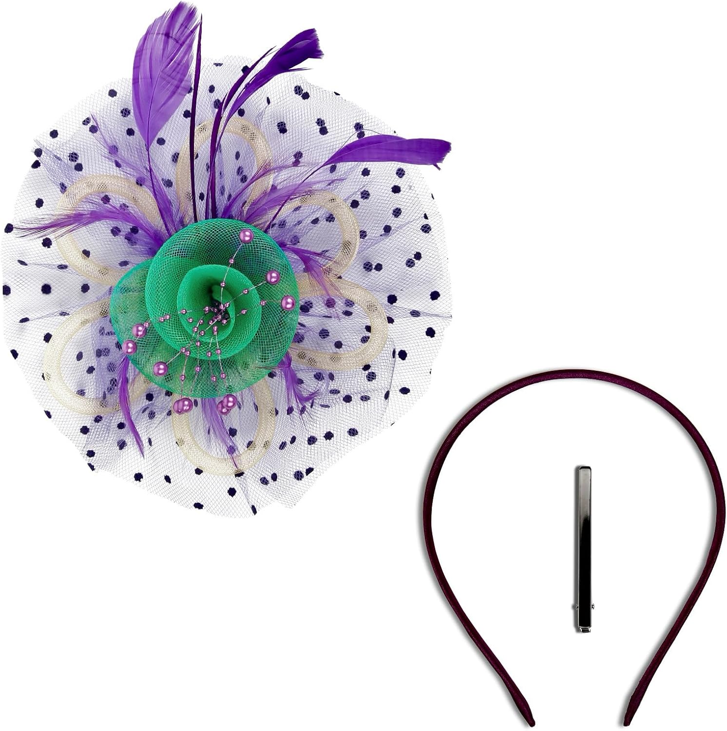 Huachi Fascinators Hats for Women Tea Party Headband Kentukyi Derbiy Hats Fascinator Headpiece - Image 2