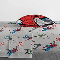 Vista 4 de Marvel Spiderman Spidey VS - Juego de ropa de cama de 5 piezas tamaño individual, incluye edredón y juego de sábanas, microfibra súper suave