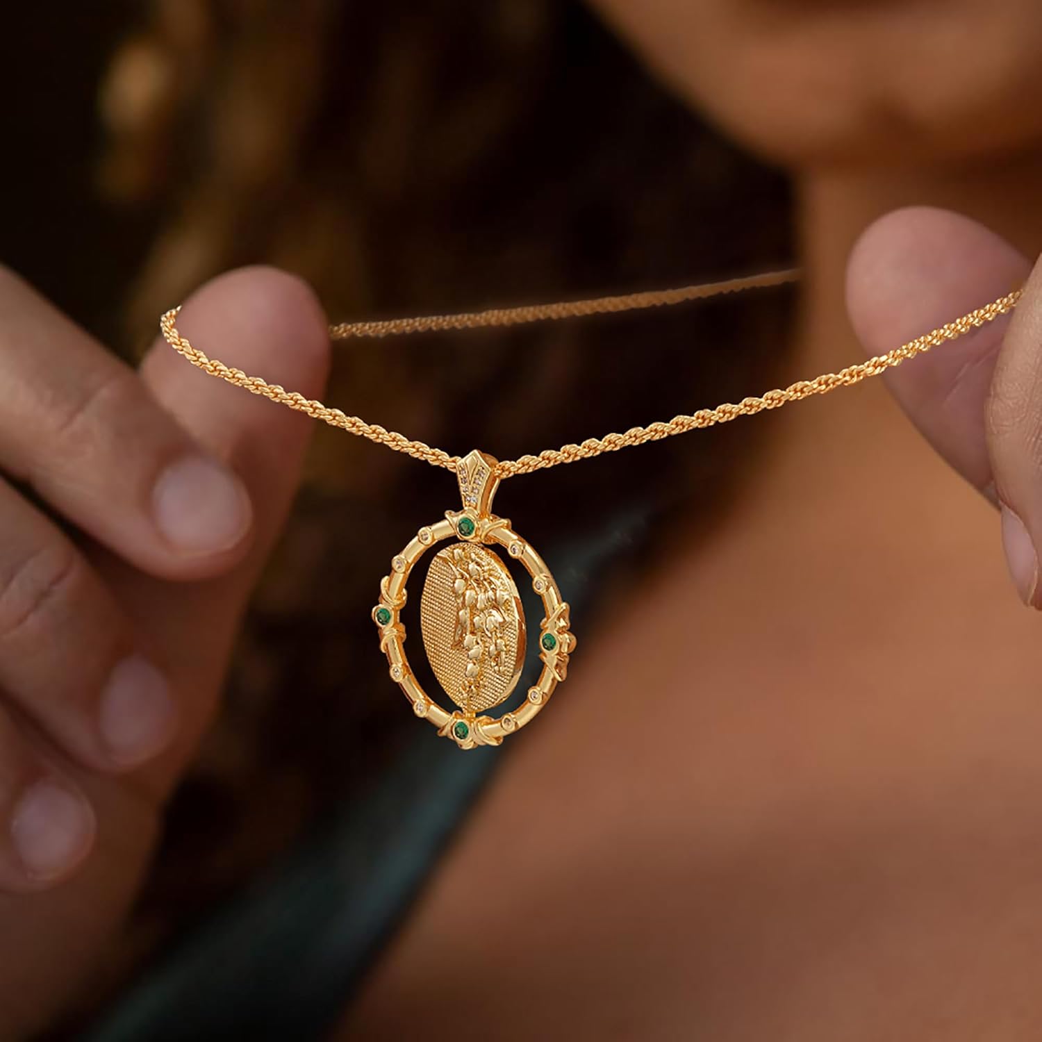 MTMY Birth Flower Necklaces for Women 14K Gold Plated Birth Flower with Birthstone Chunky Reversible Rotatable Disc Pendant Necklaces Jewelry - Image 2