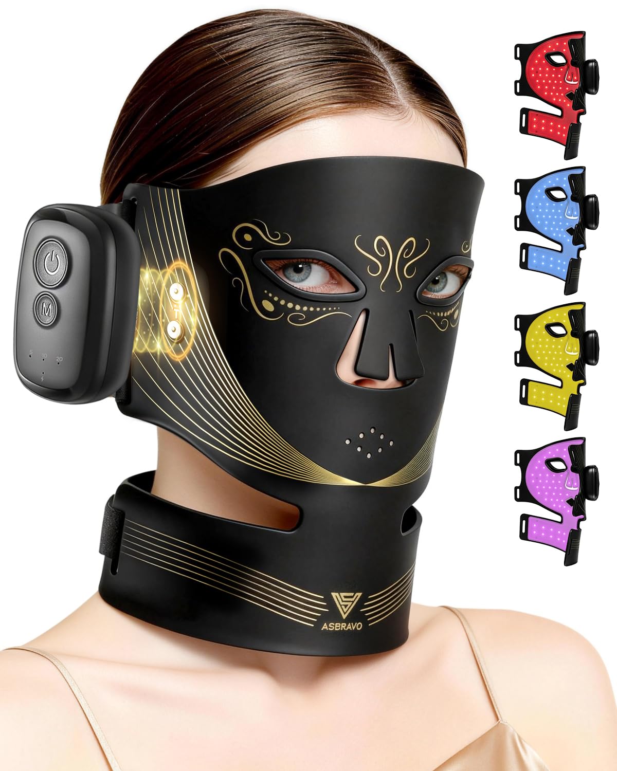 Gesichtsmaske 408LEDs Rotlichttherapie 850nm, für Hautpflege & Anti | FDA Registrierte, 850nm Rotlicht & Infrarot, Drei Lichttherapie-Modi, 2000mAh Akku, für Zuhause, Reisen, Yoga