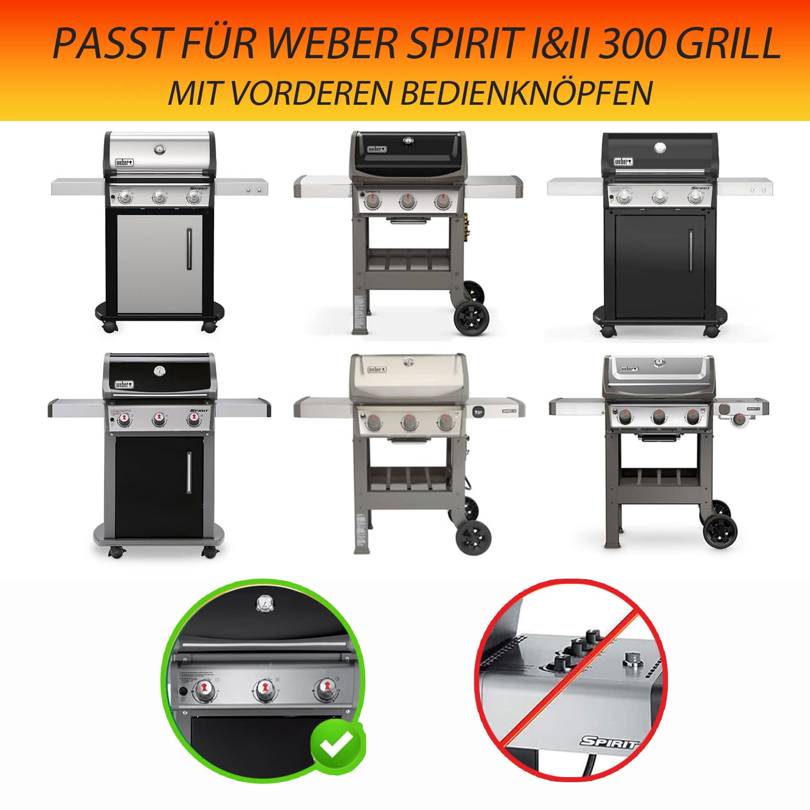 7636 Flavorizer Bars für Weber Spirit I&II 300, 38,9CM 67046 Aromaschienen für Weber Spirit GS4 und Spirit E310/320 S310/320 Grills(mit vorderen Bedienknöpfen),Heizplatte Ersatz, Flammenschutz