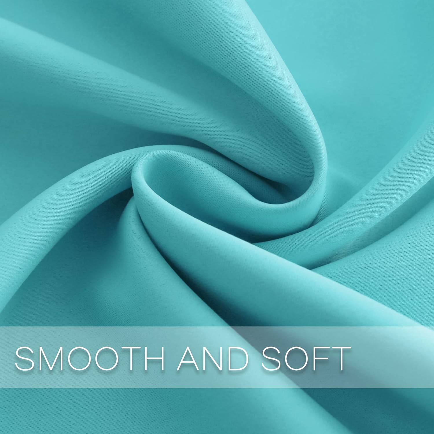 YGO Turquoise Curtains for Bedroom Living Rooms Thermal Insulated Innovated Microfiber Blackout Window Panels Light Blocking Drapes Grommet Top 52x84 Inch 2 Panels - Image 7