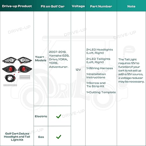 Miniatura 7 de Drive-up Kit de luces LED para carrito de golf para Yamaha G29 2007-2016 modelos a gas o eléctricos Deluxe Yamaha Faros traseros (12 voltios)