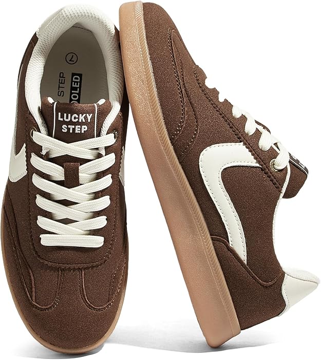 LUCKY STEP Women's Retro Fashion Sneakers Classic Casual Walking Shoes Non Slip Comfort Skate Shoes