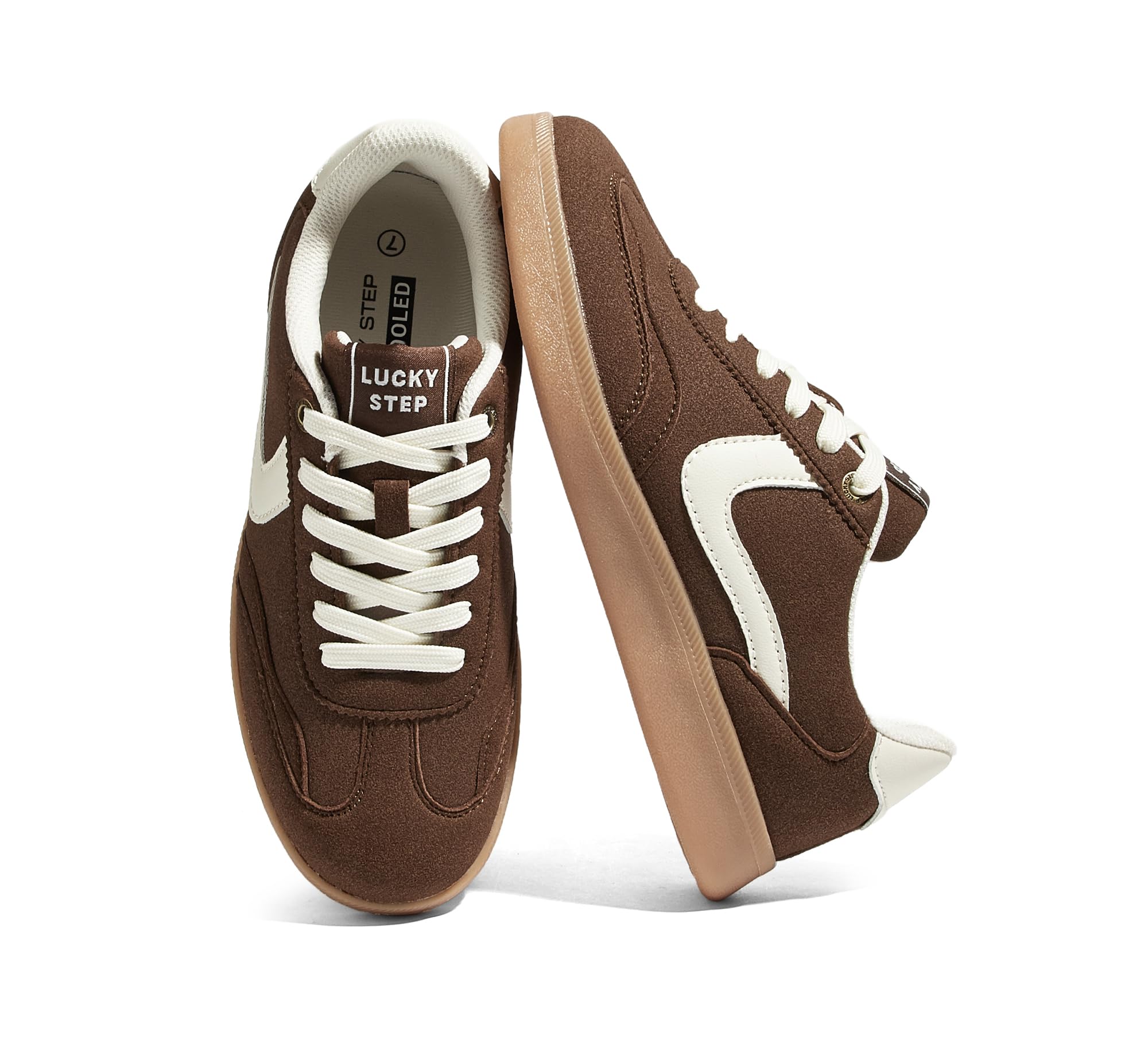 Photo 1 of LUCKY STEP Women's Classic Fashion Casual Sneakers Skate Shoes No Slip Lace Up Walking Shoes(7 M US Brown)