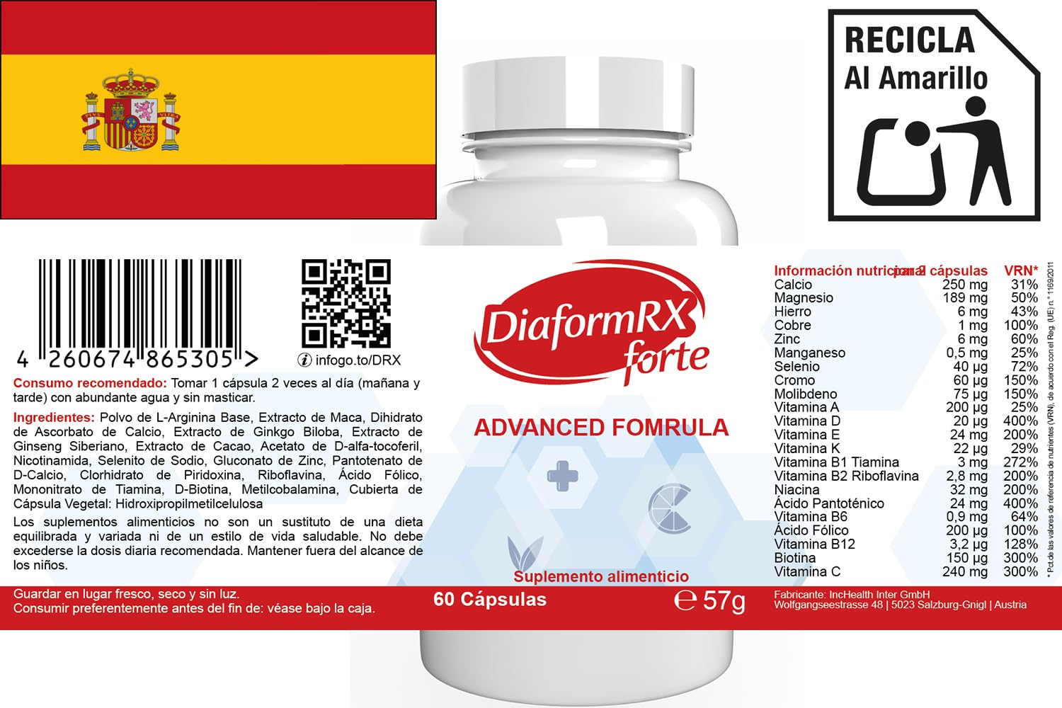 Diaform RX Forte – 300 capsule (5 x 60 capsule), confezione da 5