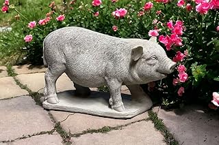 Generic Large Potbelly Statue Standing Pig on Base Figure, Gray