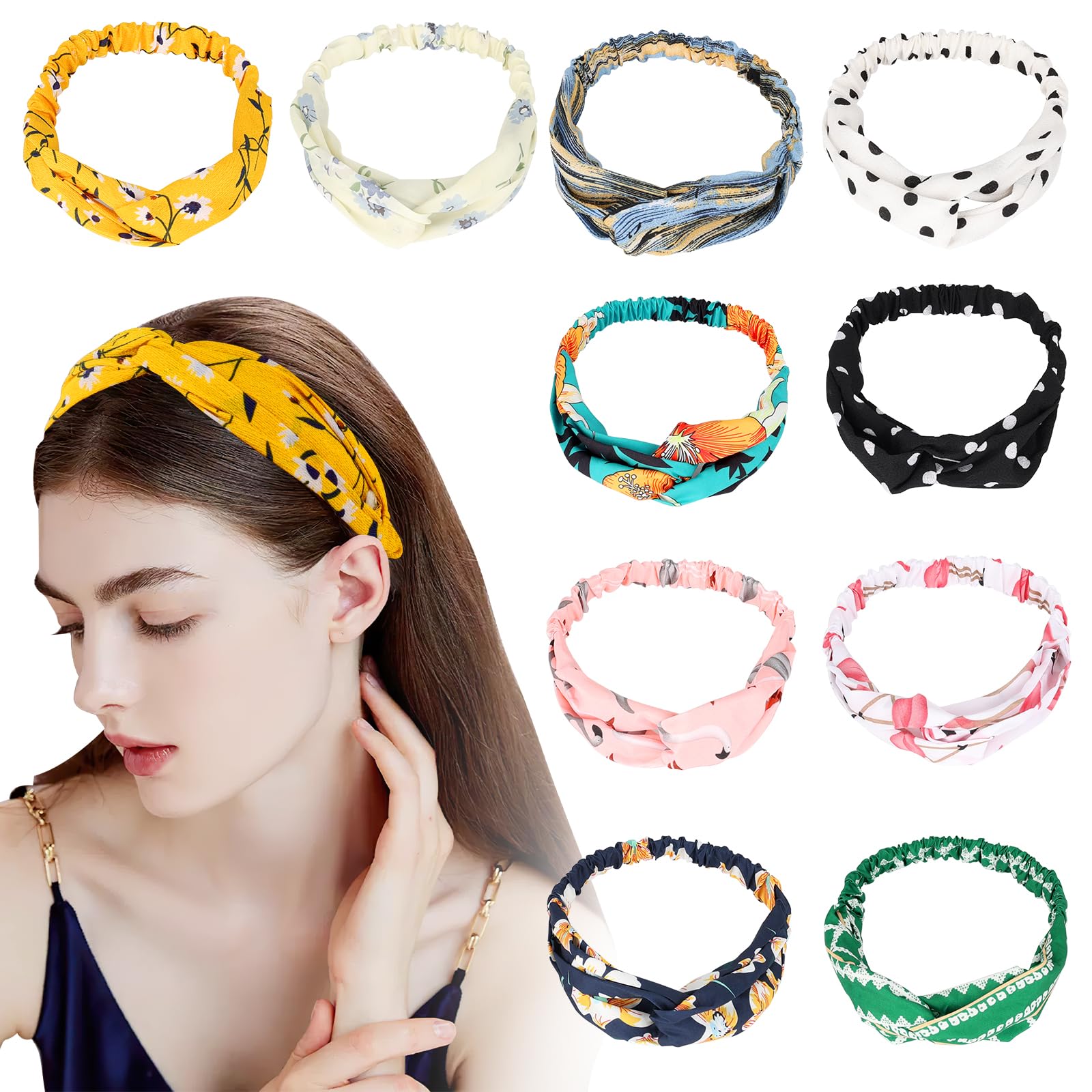 Bandeau Cheveux élastique Femme Whakano Bandeau Pour Femme - Bandeau Uni Noué - Accessoire De Style Vintage élégant