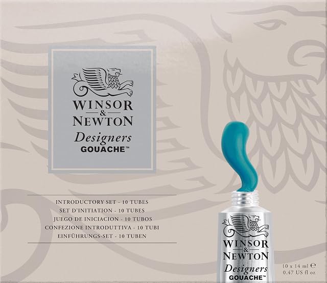 Winsor & Newton, Designers Gouache, Introductory Paint Set, 10 x 14 ml Tubes Assorted Colours