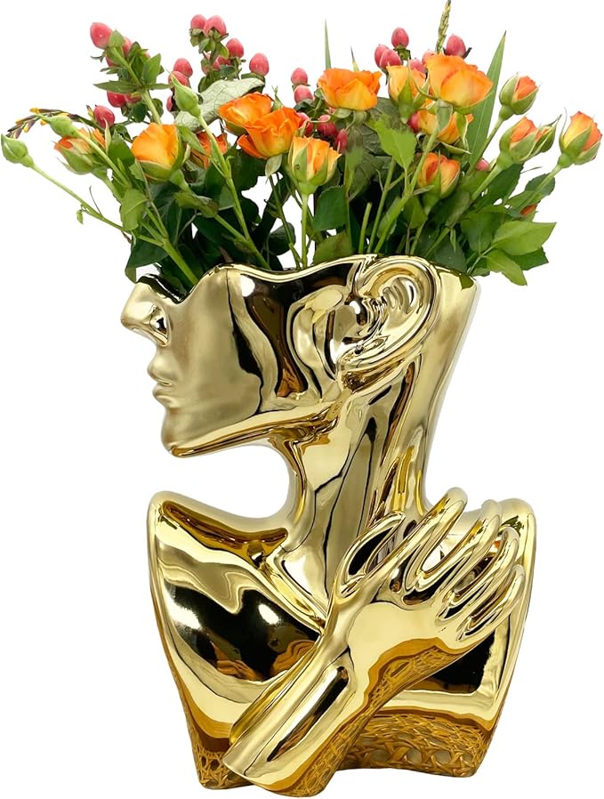 Funsoba Ceramics Statue Flower Vase Face Pots Bust Head