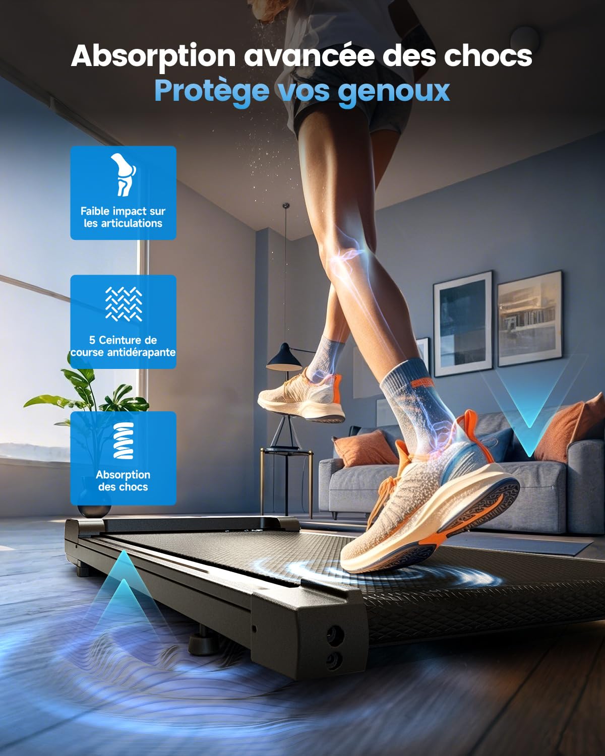 Zeporix Tapis de Course électrique Peu encombrant Portable avec 4 Modes de Vitesse télécommande écran LED