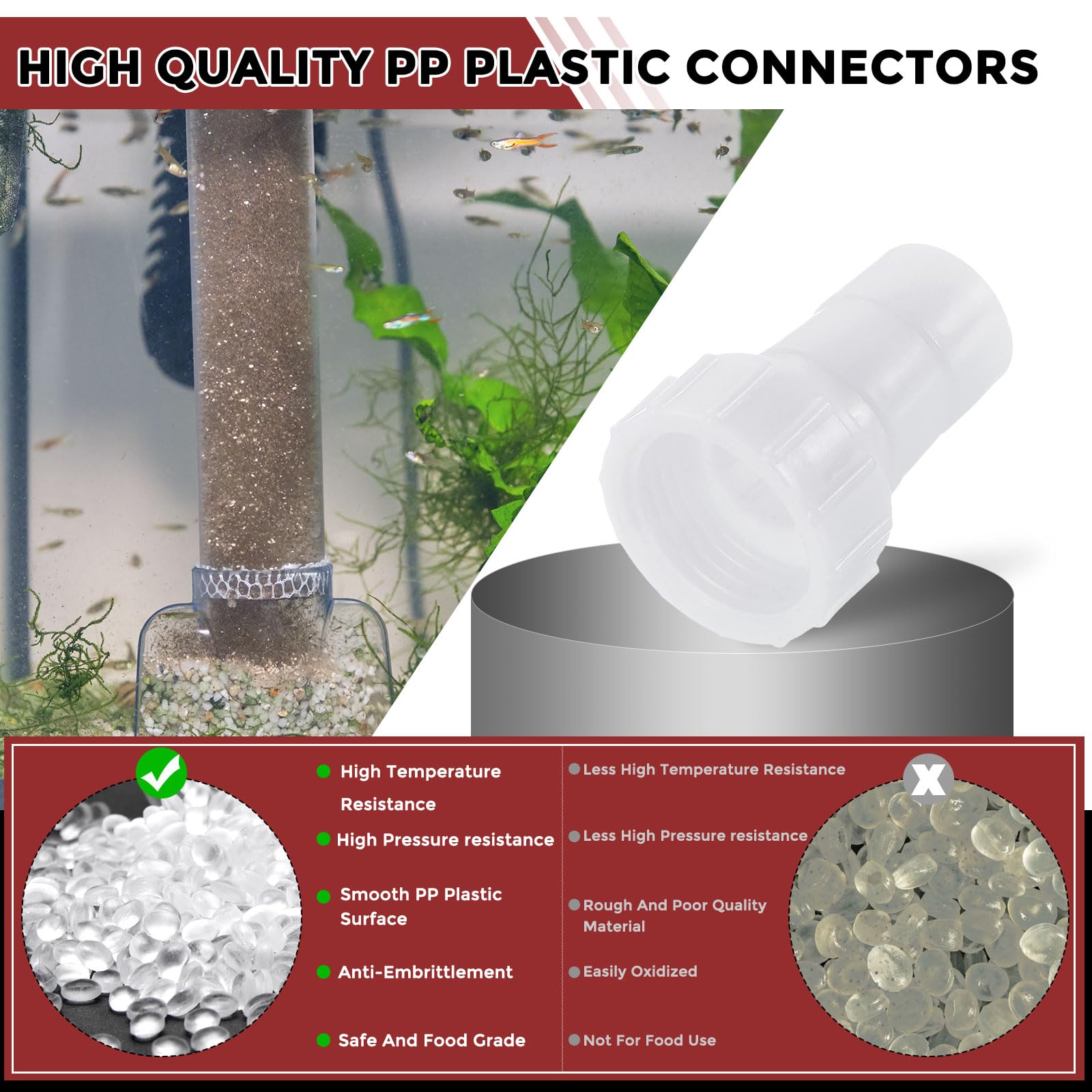 Kozelo Pack of 4 Plastic Hose Barb Fittings 5/8" Hose Barb to 1/2" G Female Fittings, White Pp Plastic, 5/8" Barb To 1/2" NPT Female - Image 4