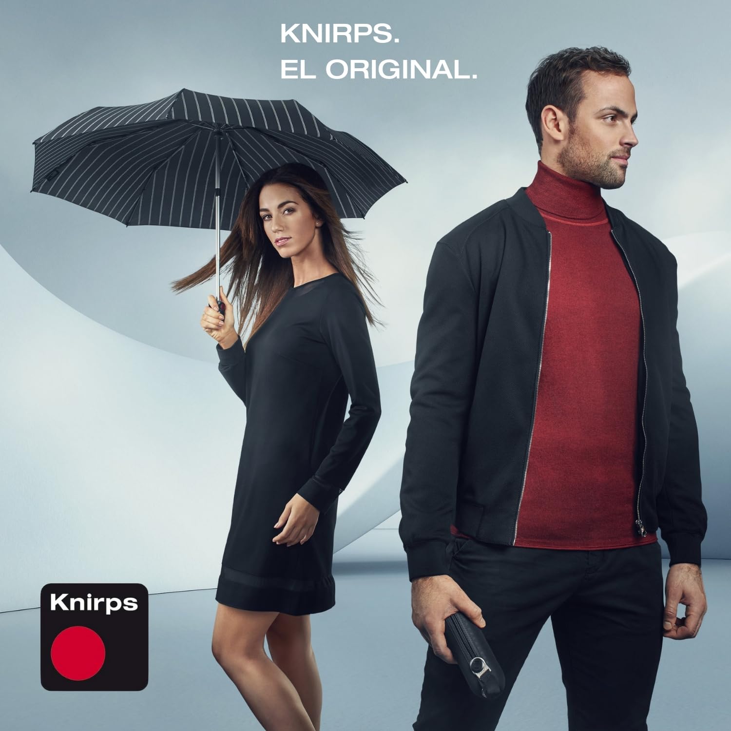 Knirps C.250 Paraguas Light de bolsillo, con función Duomatic, Gris oscuro, con bolsa, apertura y cierre automáticos, de bolsillo con pulsador, ligero