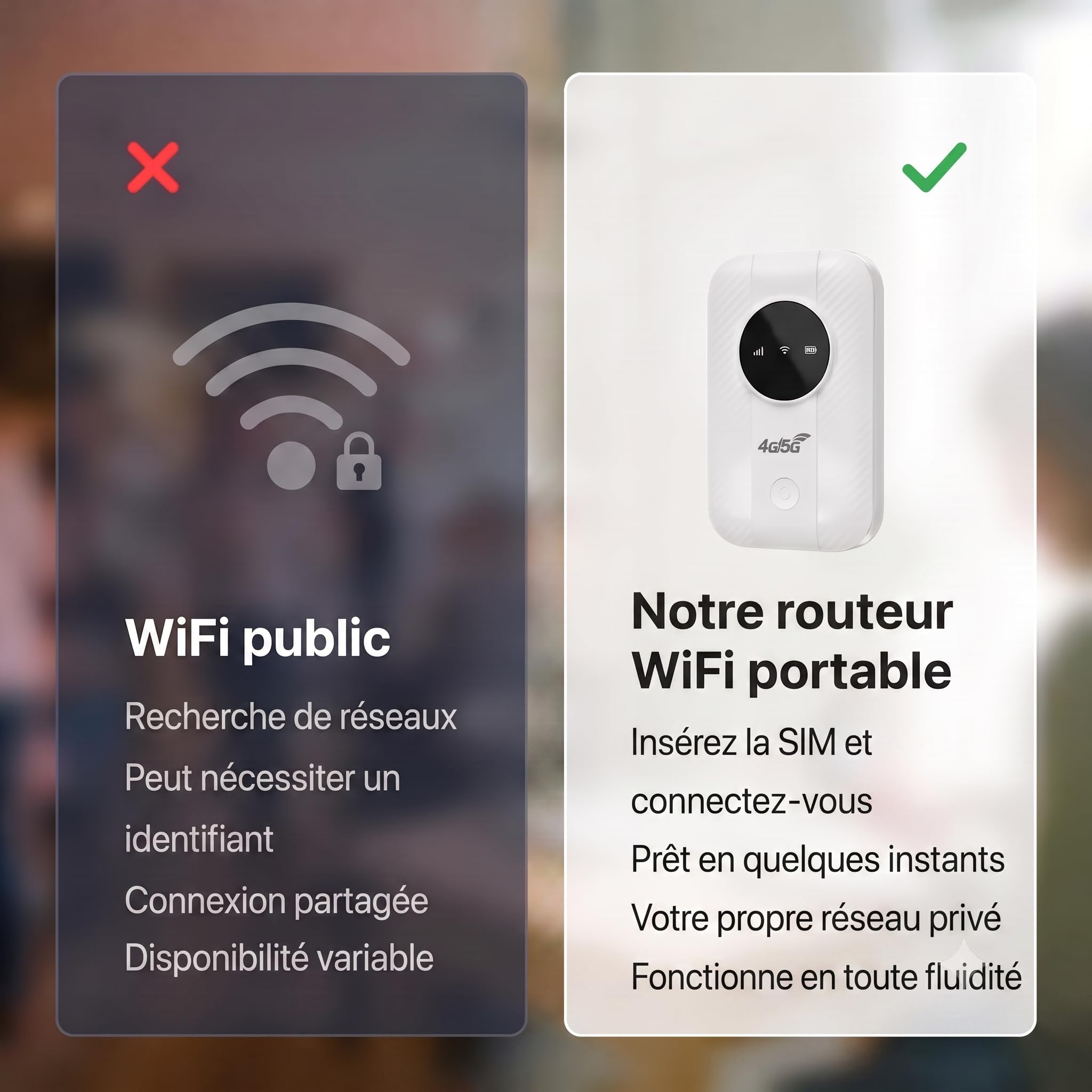Routeur 4G/5G Portable avec Slot SIM Déverrouillé | Routeur Mobile WiFi 6 | Pocket WiFi 300 Mbps de Voyage Plug & Play (Idéal Camping-Car, Camping, Voyages d'affaires) | Connecte Jusqu'à 10 Appareils