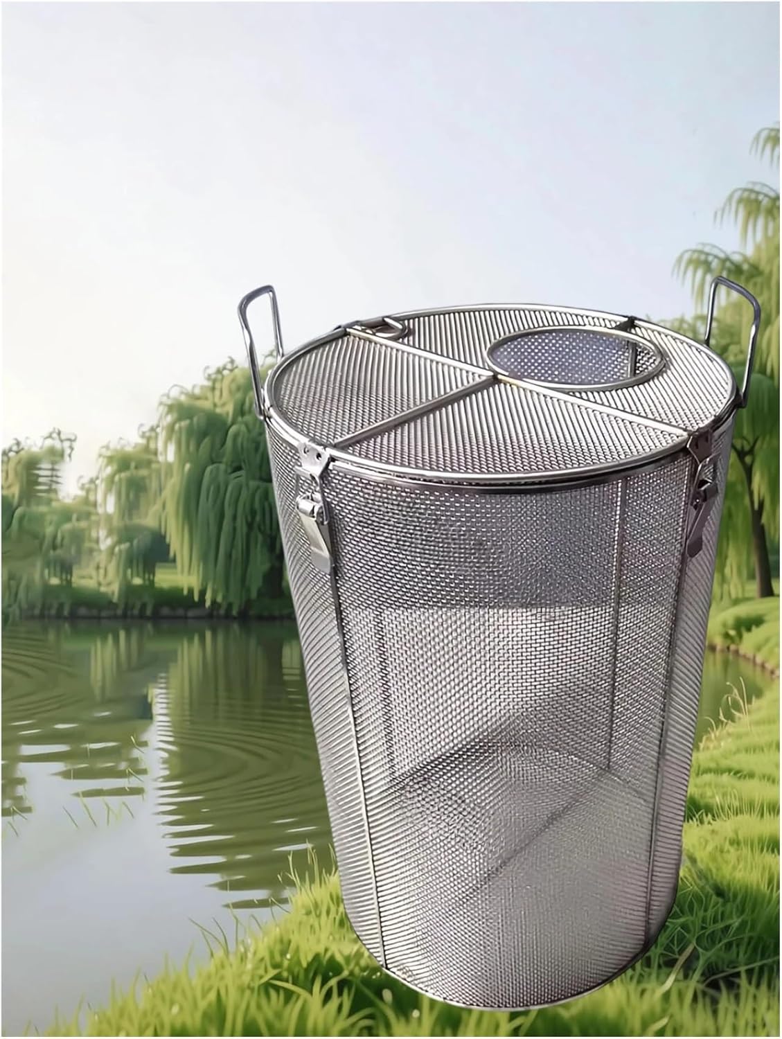 2mm Water Pump Guard Filter Screen with Safety Lock Handle, Anti-Clogging Pond & Septic Tank Protector Cover (42x50cm/16.5x19.7in) - Durable & Effective Filtration