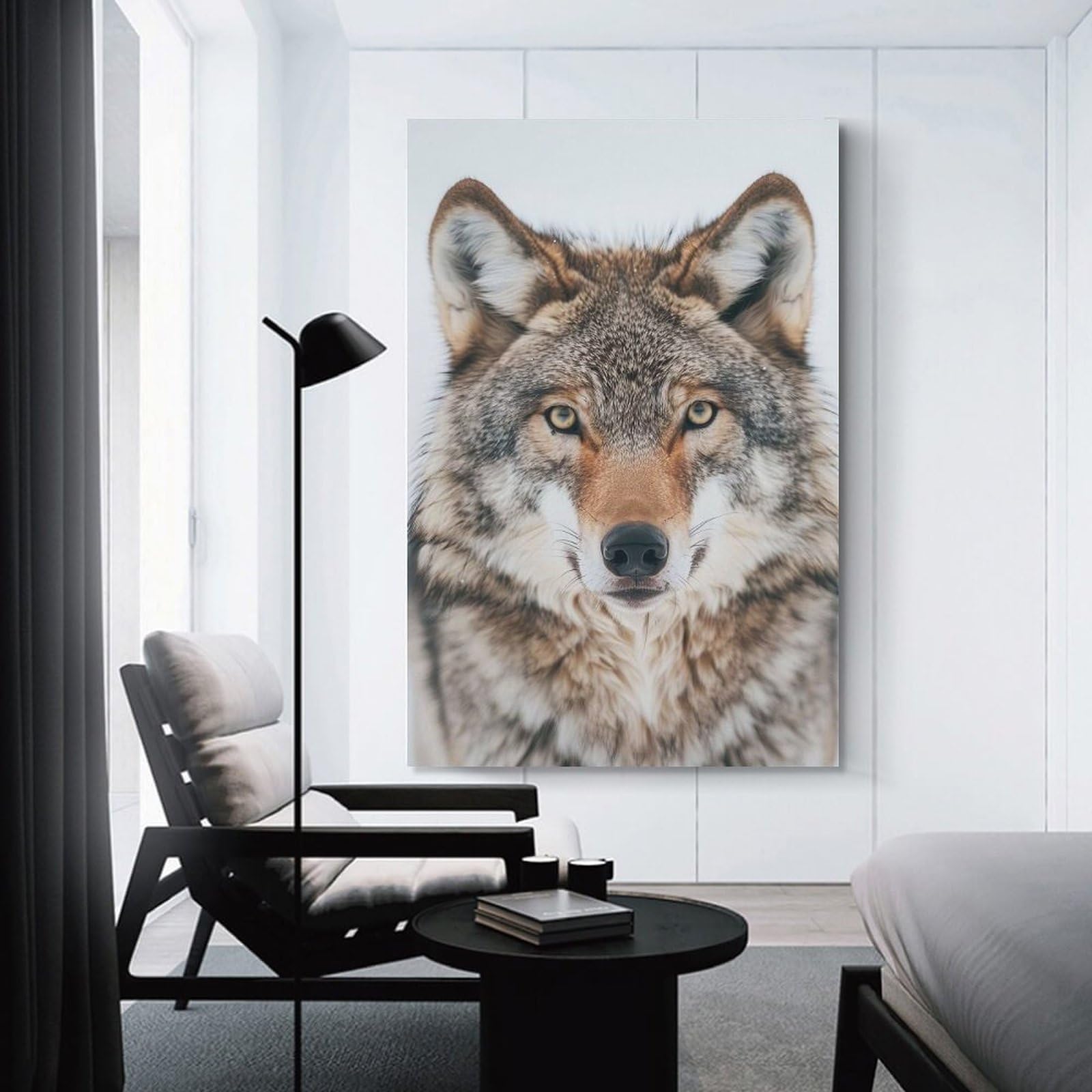 Junmoney Wolf Face Canvas Wall Decor 24x36inch(60x90cm), for Calm Bedrooms, Home Corners Or Flats, An Easy Wall Refresh for Bedrooms