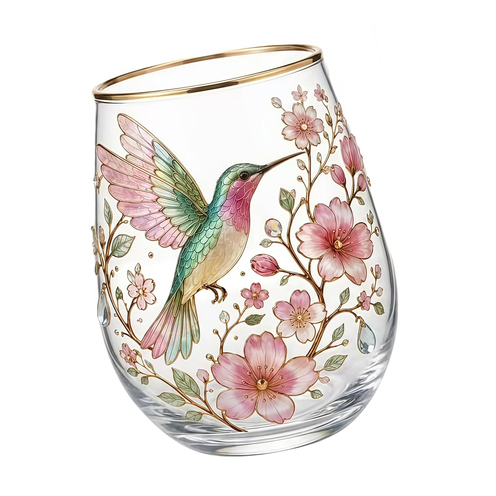 MALSSE Acrylic Tea Cup with Hummingbird Decoration Clear Elegant Coffee Mug Multifunctional Beverage Drinkware Small Tea Cup