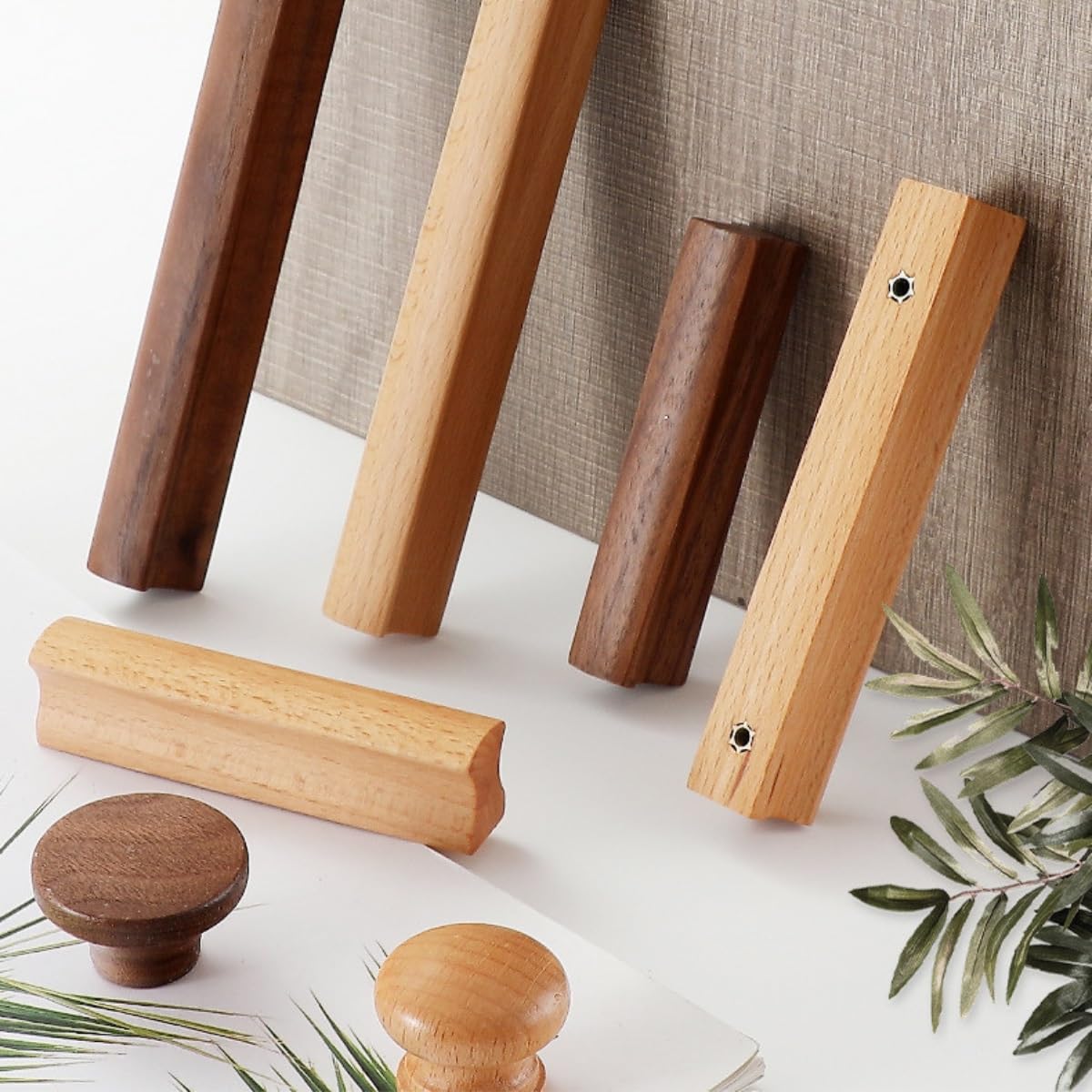 Generisch 4 Stück Möbeltürknäufe Schrankknöpfe Möbelgriffe Mit Schrauben 128mm Lochabstand Griffe Für Küchenschränke, Kleiderschrank(Natural,224 * 600mm)