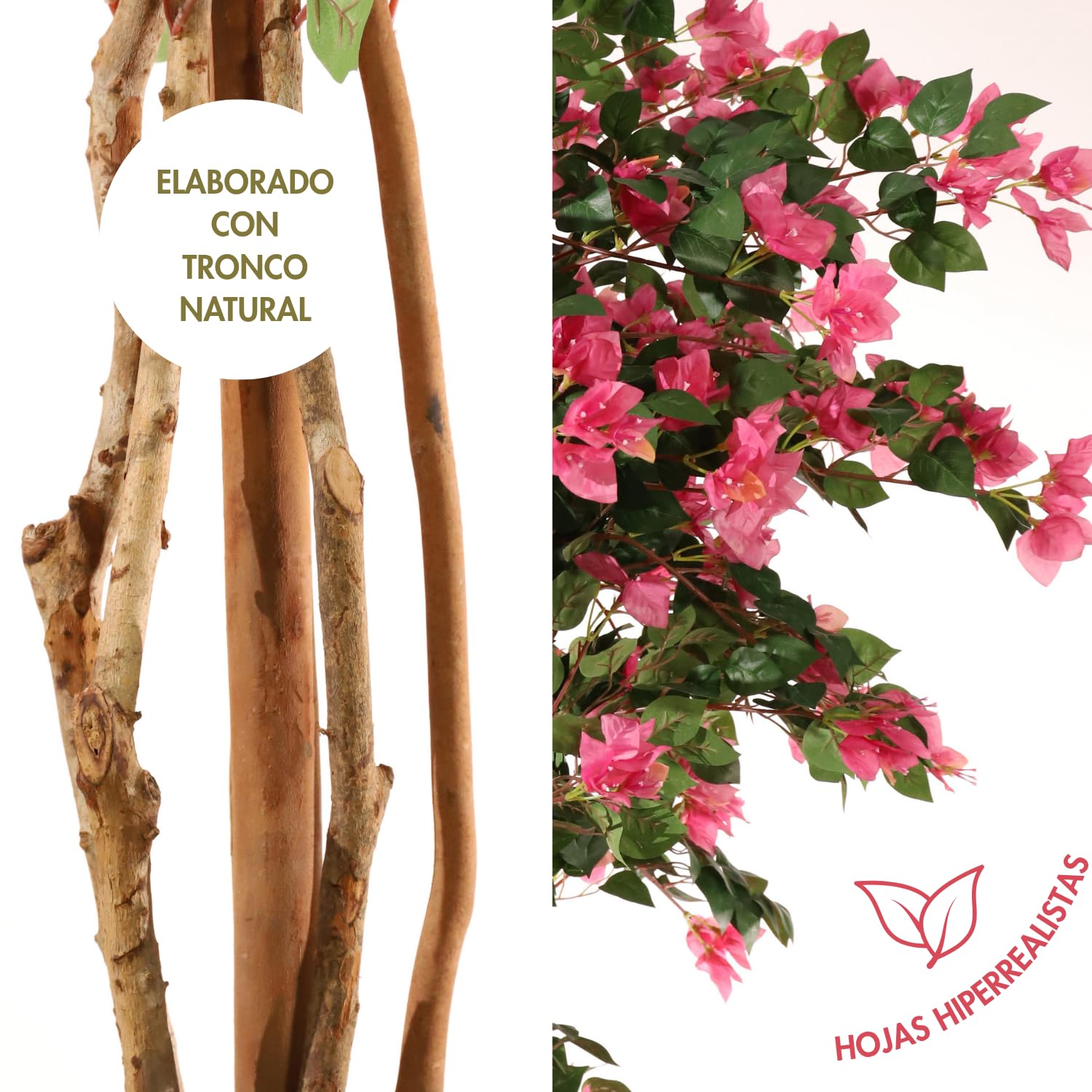 Planta Artificial | Árbol Buganvilla Artificial 180 cm Tronco Natural | Ideal para Salón, Oficina y Recibidor