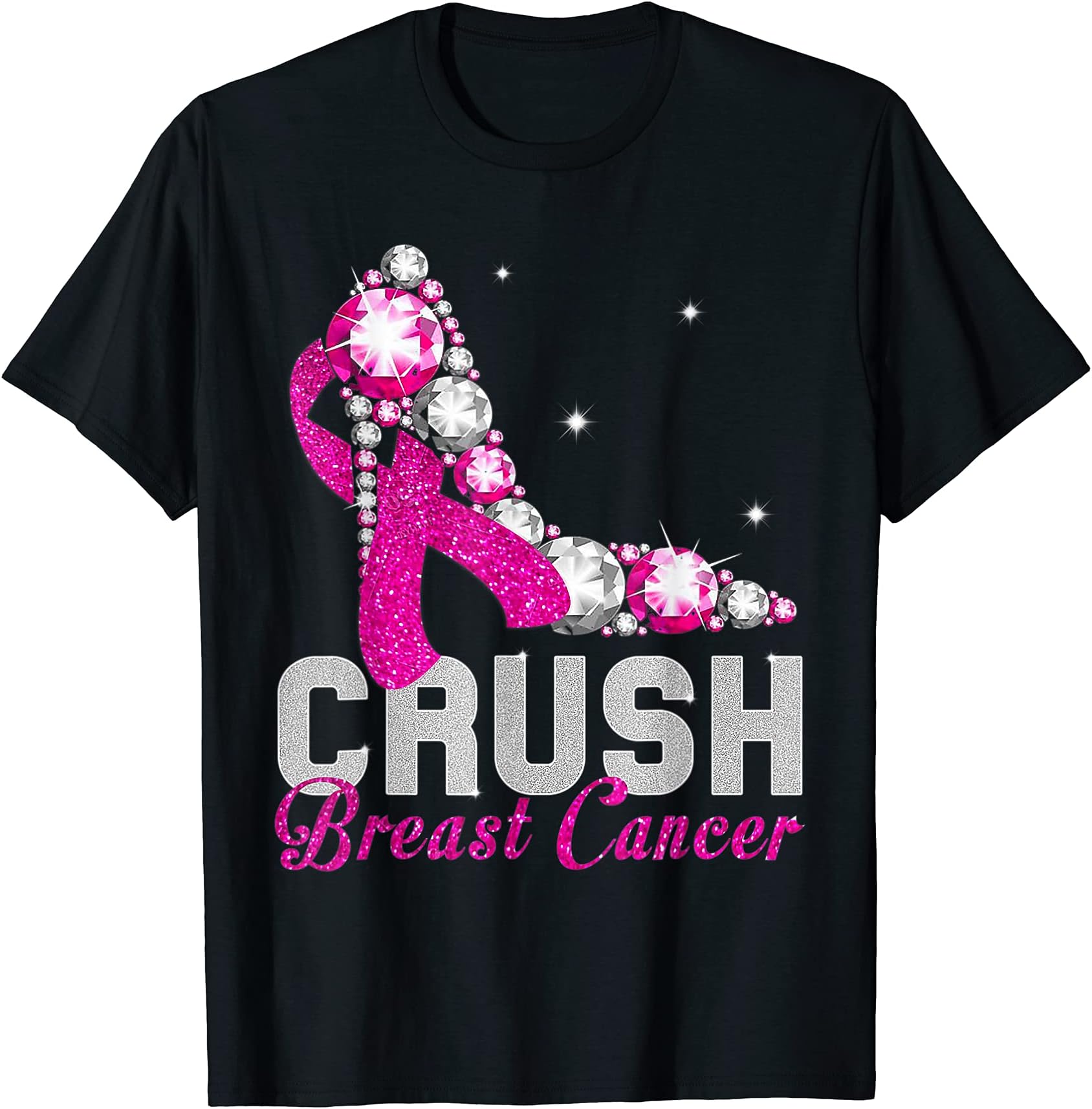 Crush Breast Cancer Pink Bling High Heels Breast Cancer T-Shirt