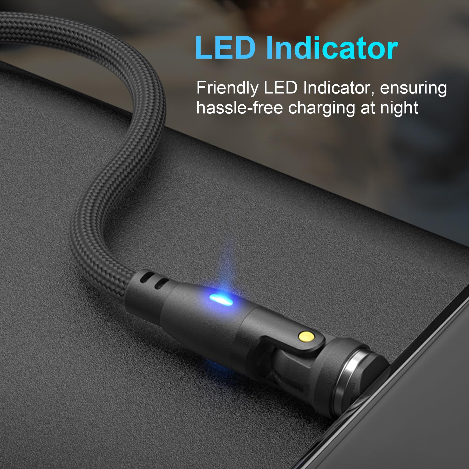 Ion 6 en 1 IP/Tipo-C/Micro USB PD 100W 540 Rotación Magnética Transmisión de Datos y Cable de Carga Rápida 1.8 Metros de Longitud