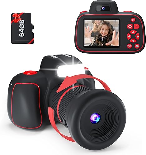 MOREXIMI Cámara para niños, cámara digital para niños de 3 a 8 años, cumpleaños, juguetes para niñas, pantalla IPS de 2.4 pulgadas, videocámara de