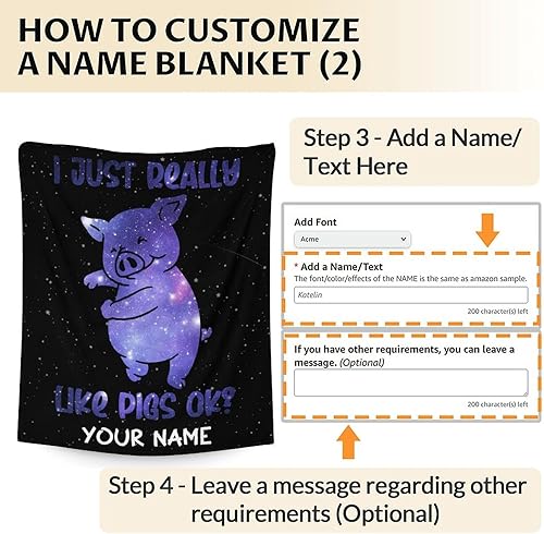 Miniatura 3 de Manta de cerdo personalizada con nombre, 30 x 40 pulgadas, bonita manta para mujeres y niñas, mantas de felpa suaves y mullidas moradas para sofá,