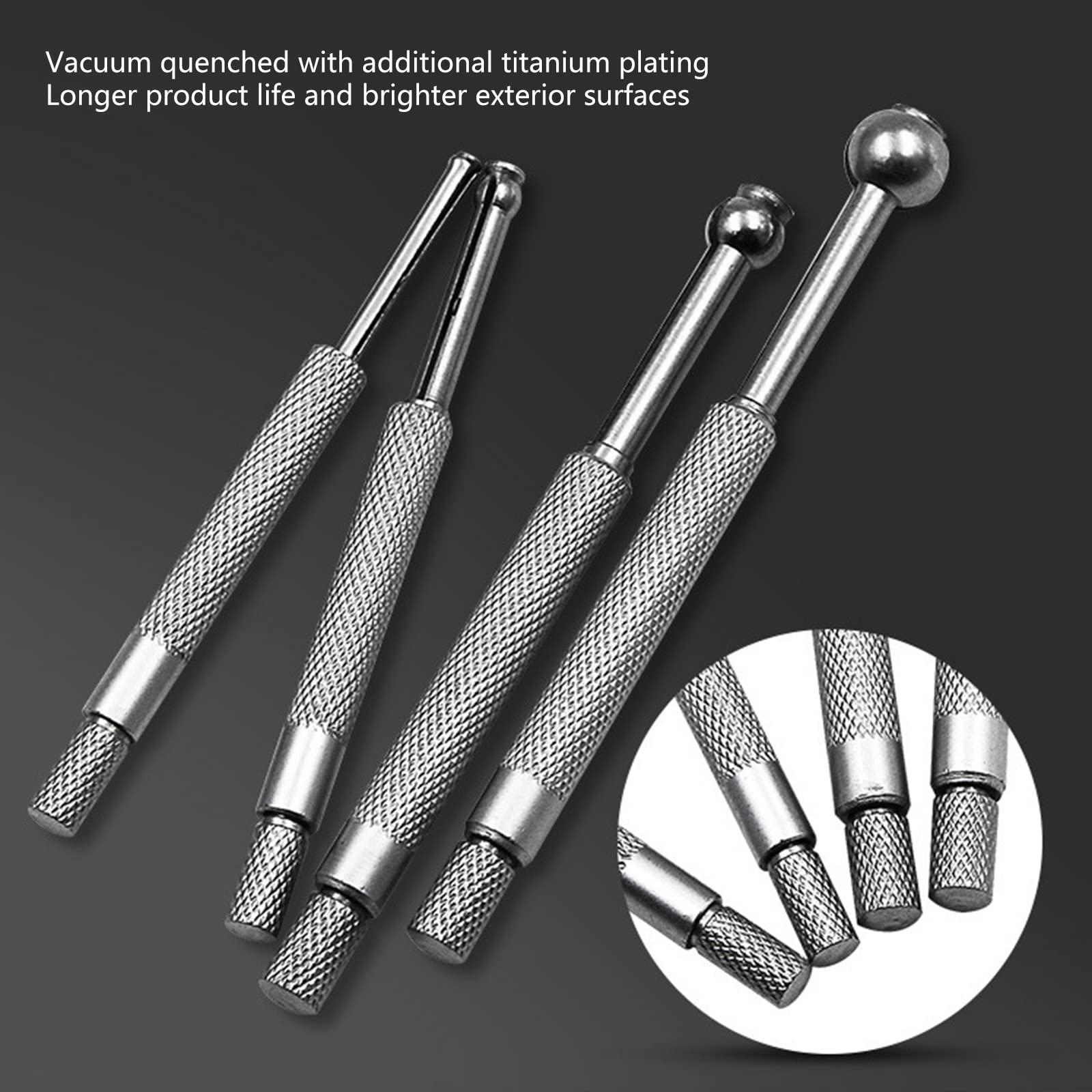 CHENZILIN 4 Pieces 3-13mm Small Hole Gauge Set Telescoping Full Round Spherical Shaped Hardened Bore Gauge Carbon Steel Made