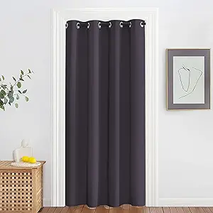 NICETOWN Blackout Doorway Curtain Drape 78 inch Long - Grommet Noise Reducing Thermal Insulated Solid Modern Window Treatments for Bedroom Closet (1 Panel, 52 x 78 Inch, Greyish Purple)