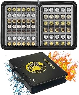 576 Pockets Coin Collection Album Book Holder for Collectors, 2 Size Coin Collecting Pages Fireproof Coin Collecting Album for 17/20/23/25/27/30mm Coins