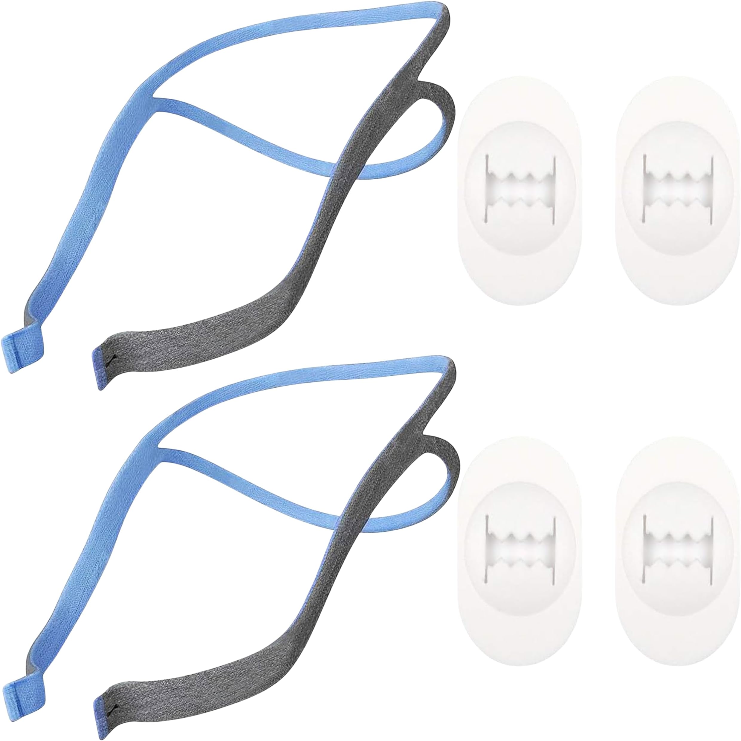 NuBliss ResMed Airfit P10 Headgear Strap, Replacement CPAP Headgear Nose Pillow Mask, 2 Adjustable Replacement Straps and 4 Clips