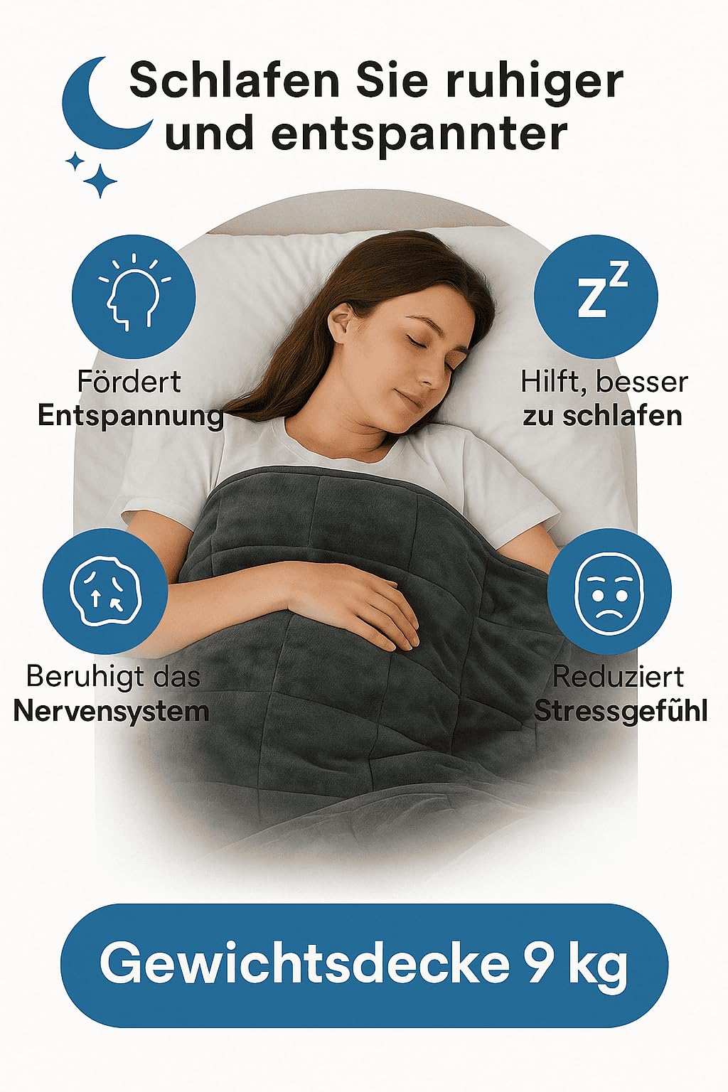 Gewichtsdecke 9 kg 135 x 200 cm Anti-Stress Decke Therapiedecke