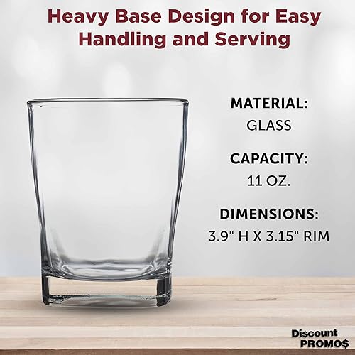 Miniatura 4 de DISCOUNT PROMOS Juego de 10 vasos de whisky Verona, 11 oz. - Duradero, base gruesa, fondo de color, utensilios de bar - Transparente