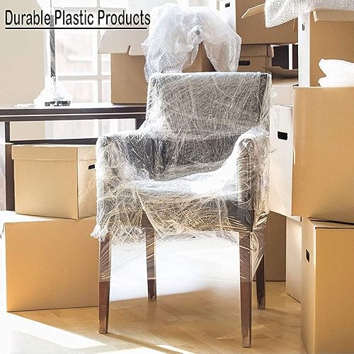 Miniatura 9 de Envoltura de paleta de película de plástico con asa, 5 pulgadas x 1000 pies, calibre 80, rollo elástico retráctil transparente, muebles, cajas