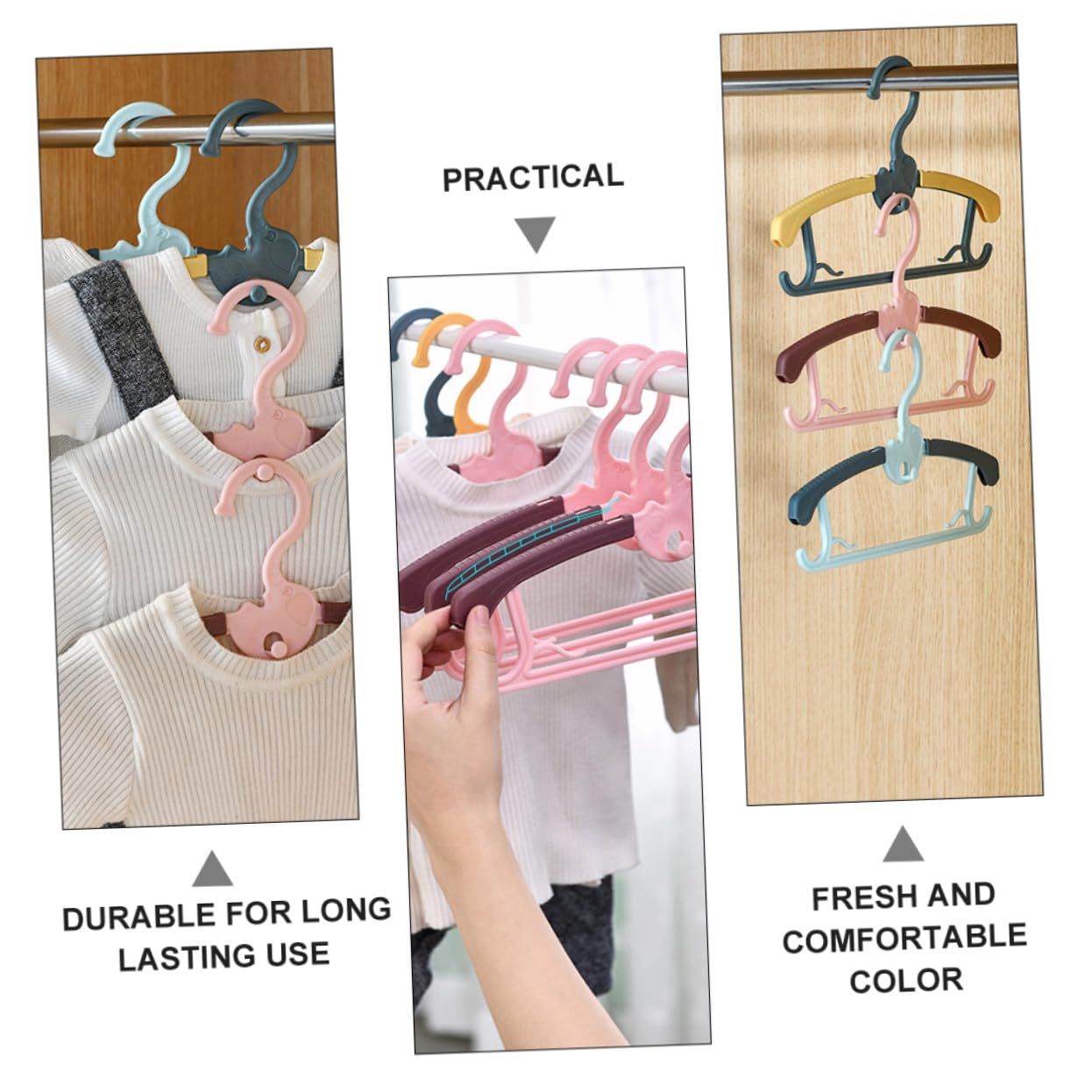 Gatuida 20 Stück Einziehbares Kleiderbügel für Babys und Kinder mit Rutschfestem Pp Material Kreativer Elefantenform für Schränke und Wäschetrocknung Zuhause Zufällige Farbe