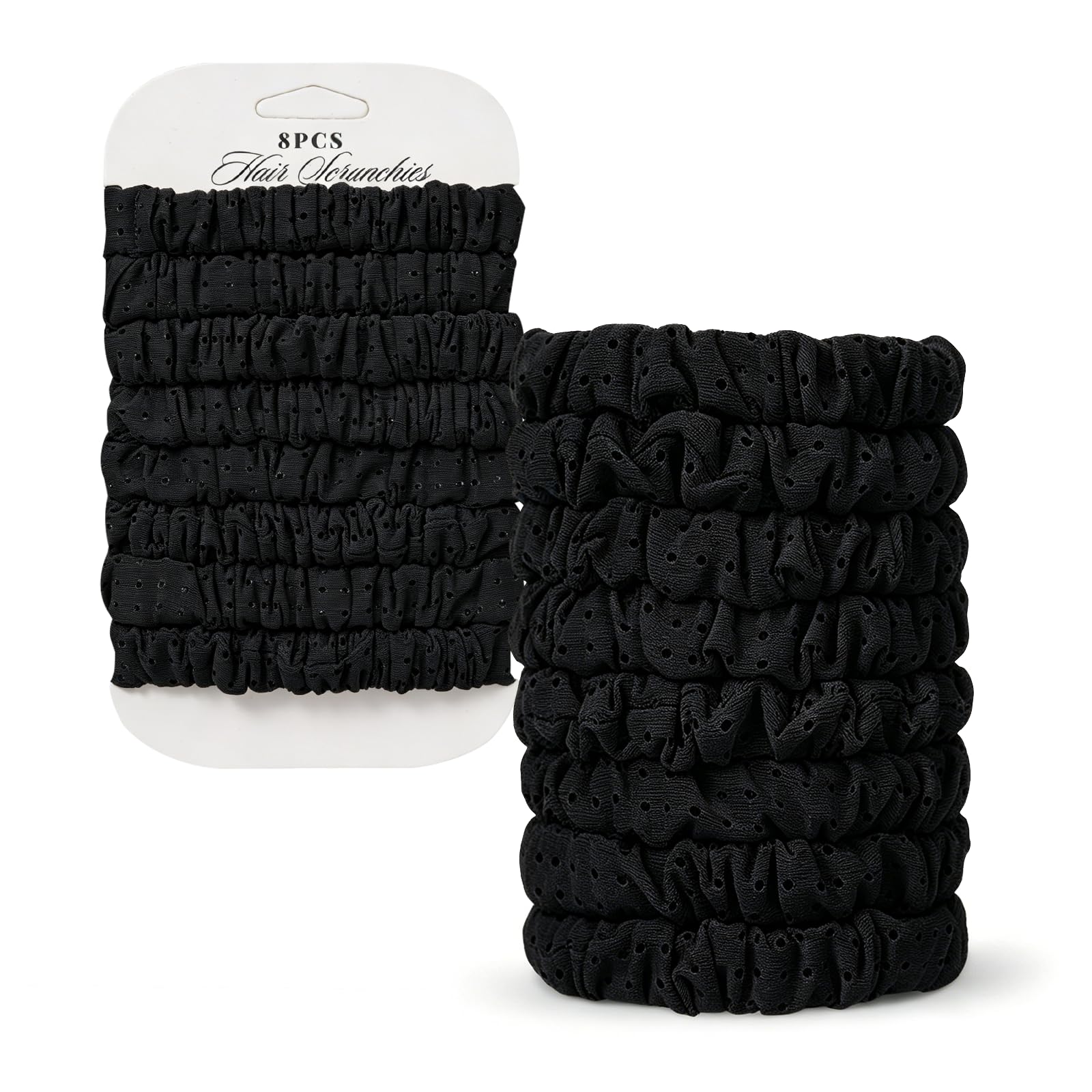 Satin Scrunchies - 8 Black Silk Hair Ties -26
